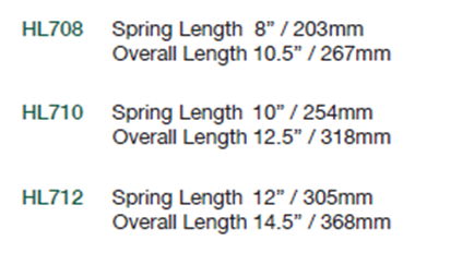 Male Size Chart for Highland Technical Spring Straps