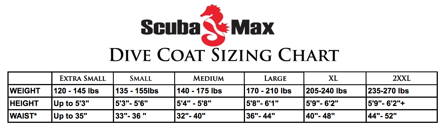 Male Size Chart for Dive coat