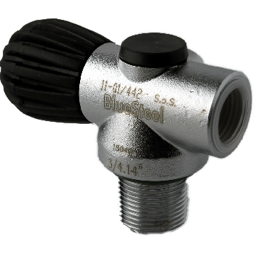 Blue Steel Inline Rebreather Valve - Black - 3442psi (100% O2)