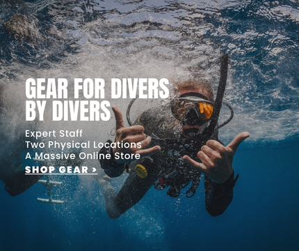 A diver giving a “cool” hand signal underwater.