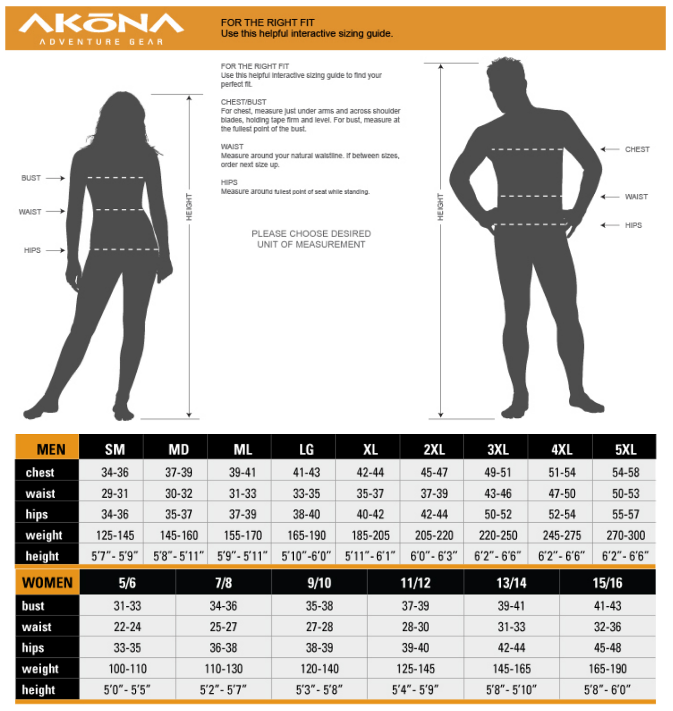 Size Chart for Quantum Vented Hooded Vest