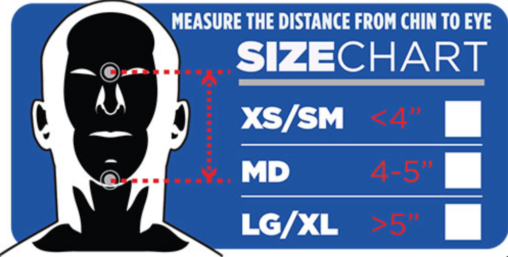Size Chart for Smart Snorkel Full Face Mask 