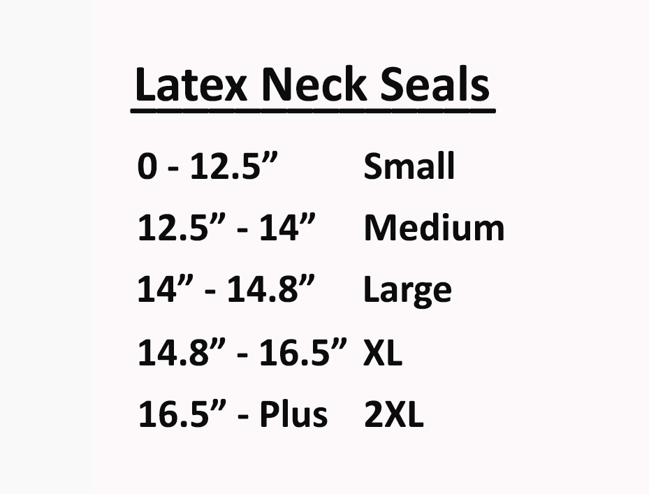 Size Chart for Dry Adhesive & Drysuit Latex Neck Seal