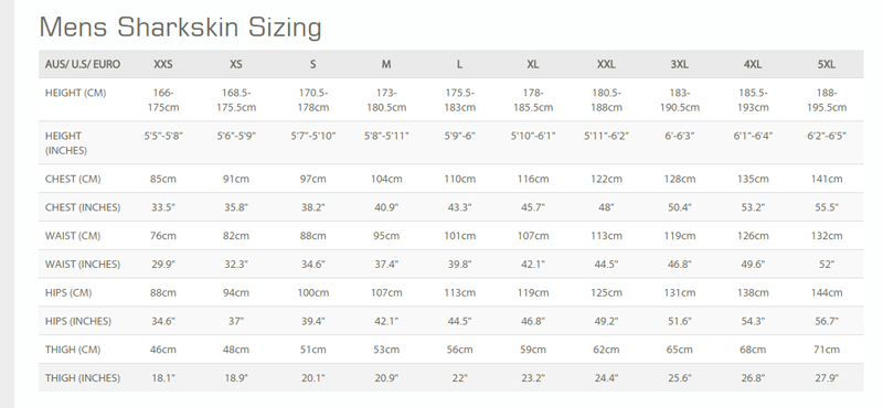 Size Chart for Men's Chillproof Long Sleeve Top - Size S, M, XL - Closeout