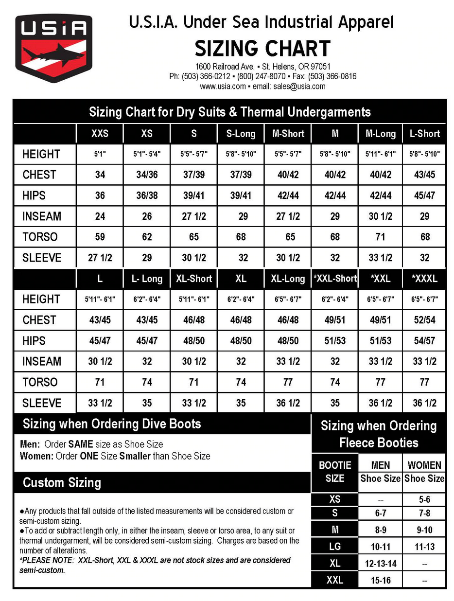 Size Chart for Hard Sole Replacement Boots