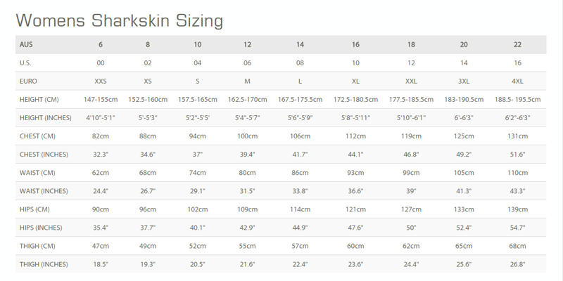 Female Size Chart for OPEN BOX Ladie's Chillproof Long Pants