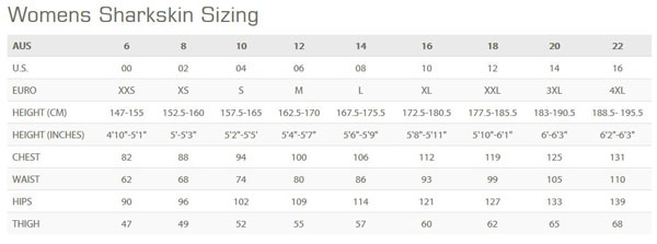 Female Size Chart for OPEN BOX Performance Wear LS Shirt 