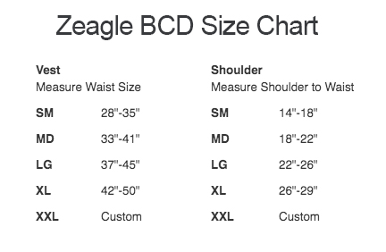 Size Chart for Custom Stiletto BCD
